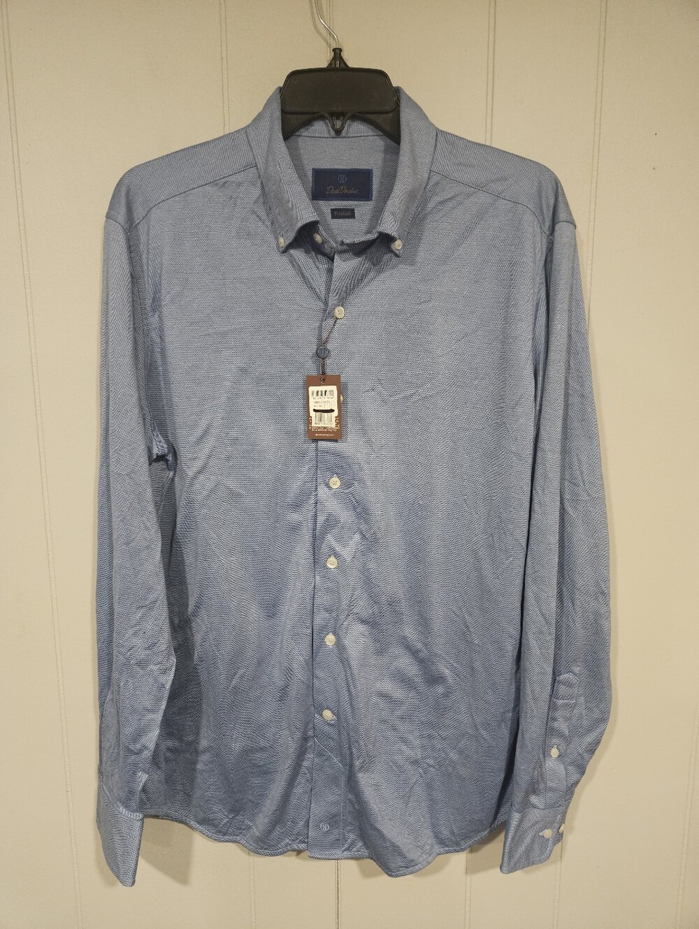 David Donahue Mens Fusion Blue Dress Shirt Size 16 M/L Long Sleeve Button Up NWT